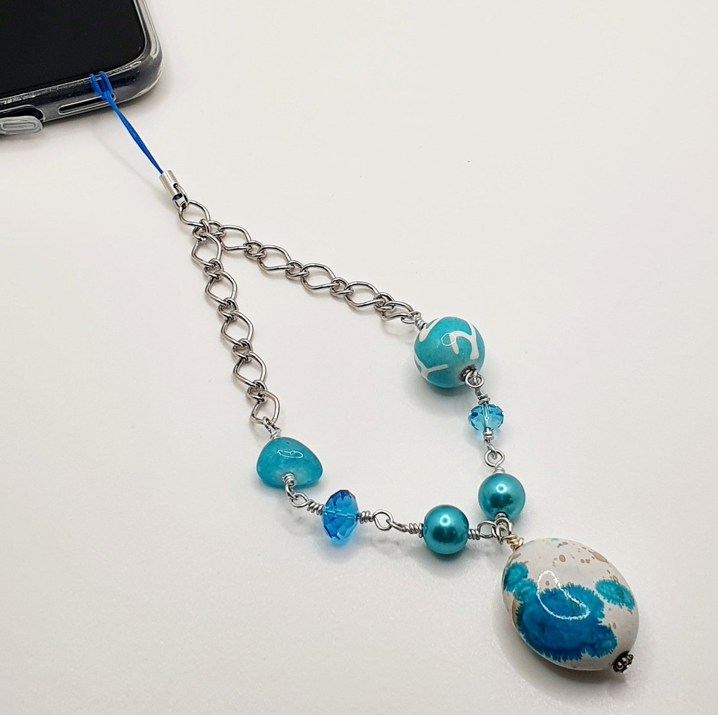 Bijoux de téléphone - Collection Blue Lagoon - Atelier 9viescom9 - 2